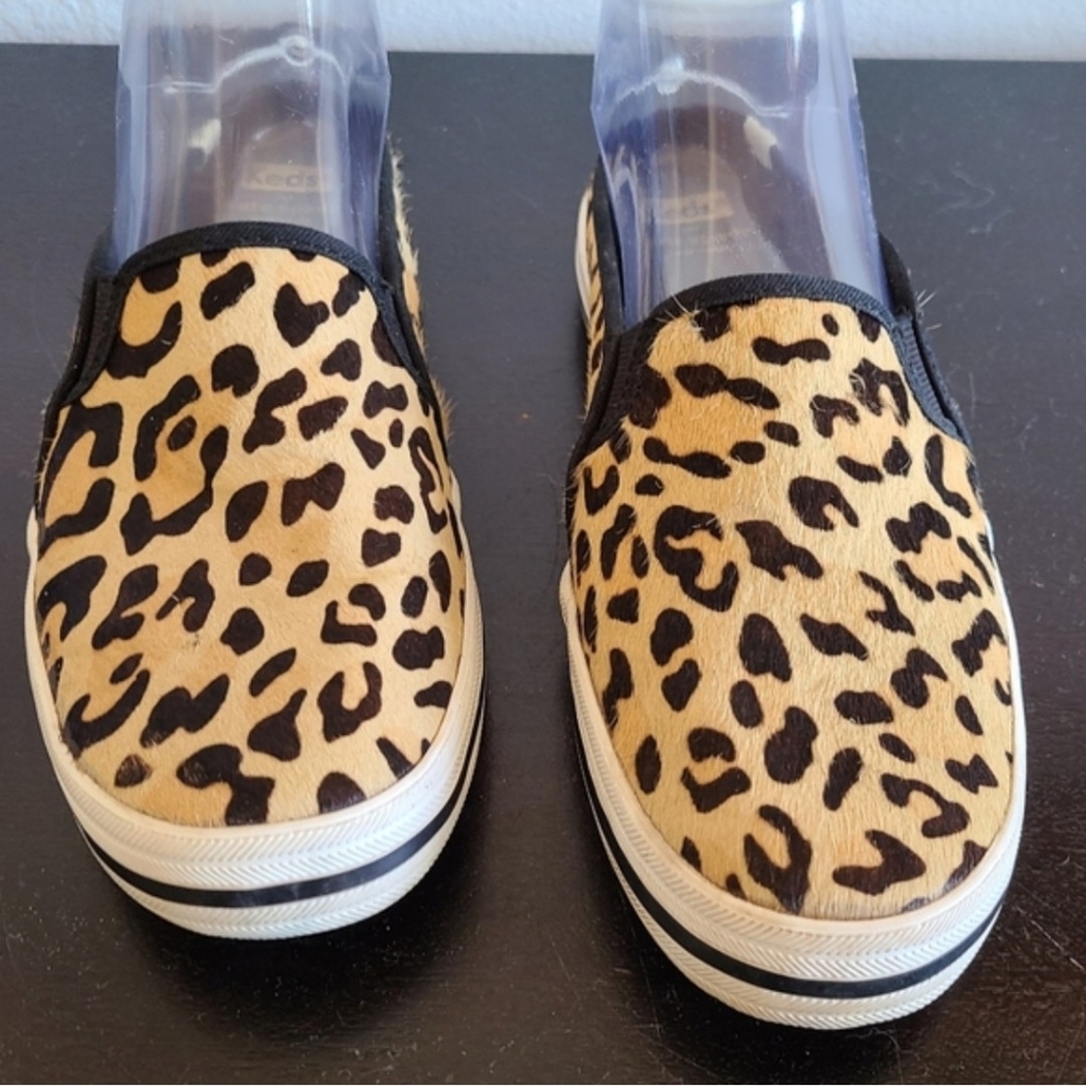 Kate Spade Keds Leopard Pattern Slip-On Shoes 7.5 Pony Hair Casual Skater Boho